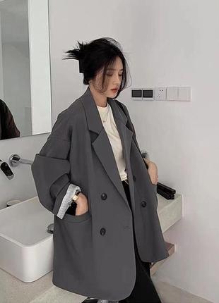 Осенние блейзеры. женский минималистичный однотонный пиджак. свободный элегантный удобныйиновый ретро костюм