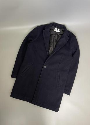 Базове темно синє пальто topman coat, топмен, однотонне, плащ, класичне, нарядне, кашемірове2 фото