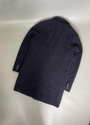 Базовое темно синее пальто topman coat, топмен, однотонное, плащ, классическое, нарядное, кашемировое4 фото