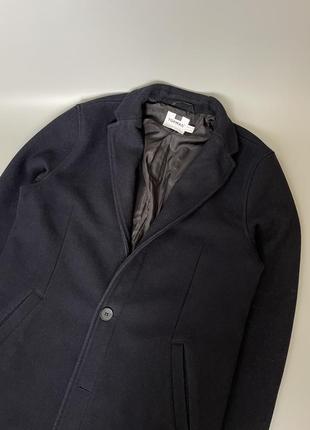 Базове темно синє пальто topman coat, топмен, однотонне, плащ, класичне, нарядне, кашемірове3 фото