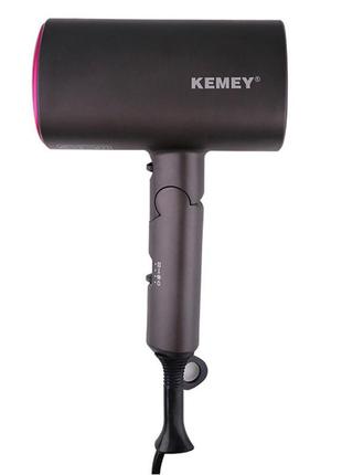 Фен для волос 1800w kemei km-9945 портативный dm_11