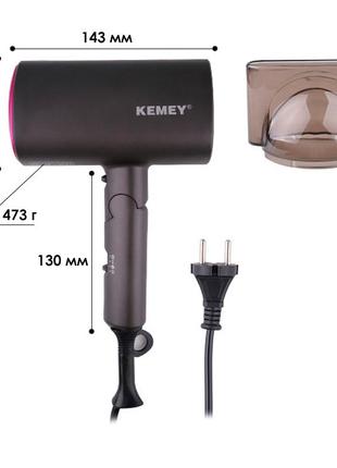 Фен для волосся 1800w kemei km-9945 портативний dm_115 фото