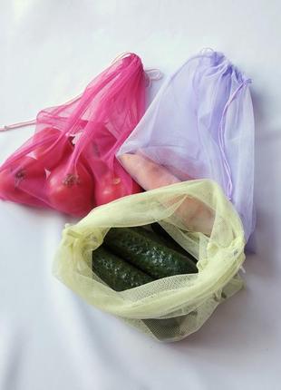Экомншочки для продуктов, торбочки для овощей, сеточки фруктовки, многоразовые пакеты, эко мешочки, торбы еко мешки5 фото