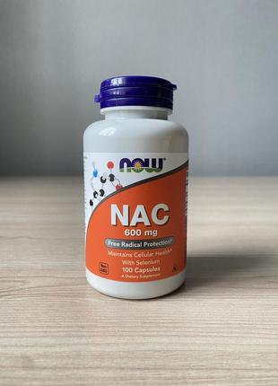 Nac із селеном, 600 мг, 100 капсул, now foods