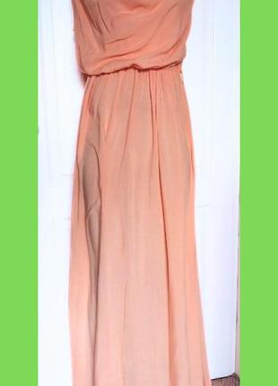 Персиковое тончайшее макси платье в пол вискоза и хлопок высокий рост р. s, m, l италия