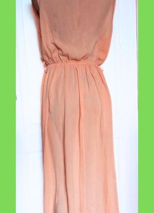 Персиковое тончайшее макси платье в пол вискоза и хлопок высокий рост р. s, m, l италия