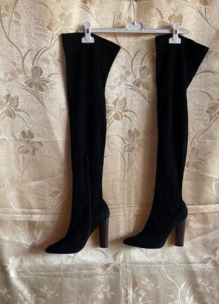 Высокие замшевые сапоги бренда truffle collection, четкие, высота 60см, каблук 10, размер 392 фото