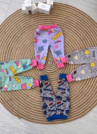 Теплые штанишки для девушек и мальчиков, начес, 6-9, 9-12 мес