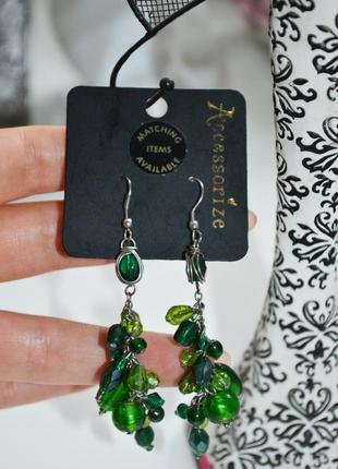 Сережки accessorize, серьги с зелеными камнями зеленые серьги