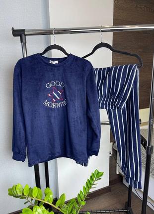 Теплый флисовый домашний костюм/пижама кофта и штаны 44-46