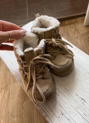 Черевики капці 14,5 см на дівчинку хайтопи zara 23 розмір взуття тепле зима осінь на шнурках