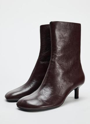 Кожаные ботинки коричневый мягкие zara new