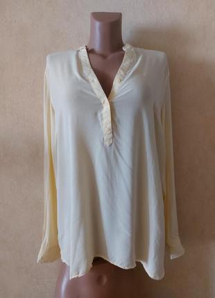 Вискозная желтая рубашка oodji 46 дырочка