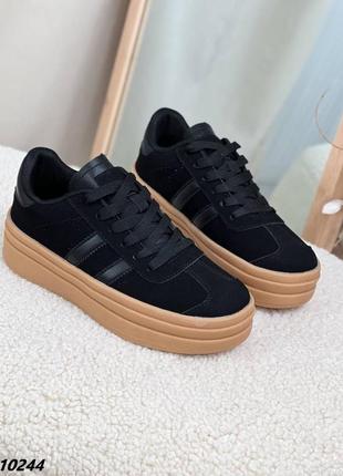 Кроссовки, черные, натуральная замша