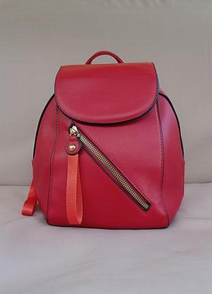 Жіночий червоний рюкзак з еко-шкіри1 фото
