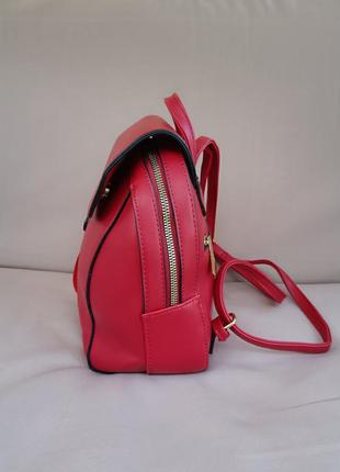 Жіночий червоний рюкзак з еко-шкіри2 фото