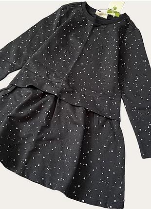 Новое детское платье черная в горошек 3-4 года