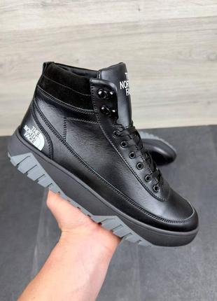 Зимние ботинки высокие кроссовки the north face из натуральной кожи и меха, мужественные зимние ботинки на меху