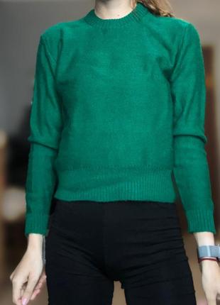 Свитер светр пуловер однотонный джемпер базовый поло кофта кардиган зеленый изумрудный зелений тренд олд мани мані худи толстовка худі2 фото