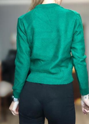 Свитер светр пуловер однотонный джемпер базовый поло кофта кардиган зеленый изумрудный зелений тренд олд мани мані худи толстовка худі3 фото
