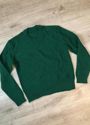 Свитер светр пуловер однотонный джемпер базовый поло кофта кардиган зеленый изумрудный зелений тренд олд мани мані худи толстовка худі4 фото