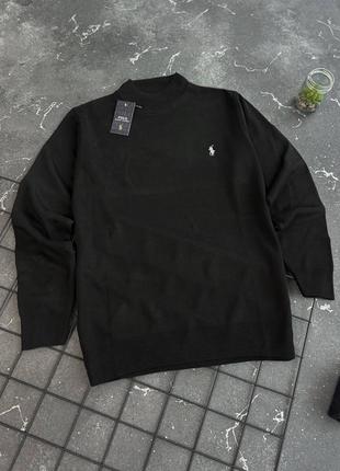 Мужской теплый свитер свитшот черного цвета ralph lauren polo