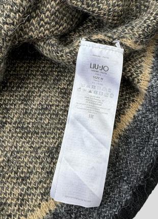 Обʼємний вовняний светр liu jo італія з високим коміром вільного крою в леопардовий принт альпака вовна9 фото
