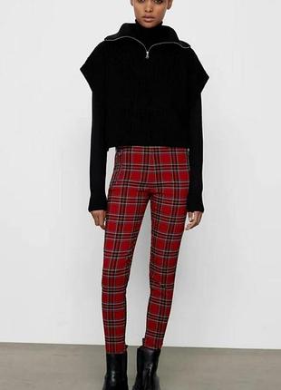 Zara (s) брюки скинни в клетку