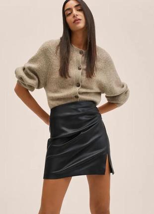 Кожаная союзница mango, женская юбка, юбка манго
