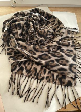 Кашемировый платок леопардовый коричневый