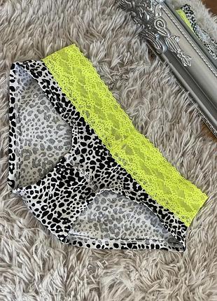 Леопардовые котовые трусики с кружевом от vs