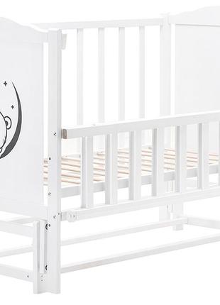 Ліжко babyroom тедді t-02 фігурне бильце, маятник поздовжній, відкидний бік, білий2 фото