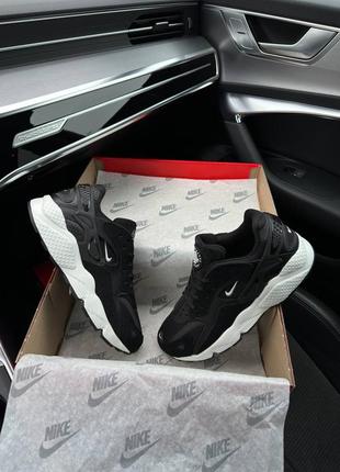 👑мужские кроссовки nike air huarache runner black white найк / демисезонные, весенние, летние, осенние / замша / черные, белые