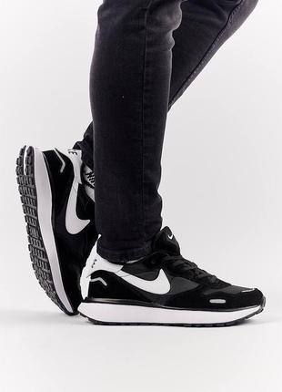 👑мужские кроссовки nike air phoenix waffle black white найк / демисезонные, весенние, летние, осенние / замша / черные, белые