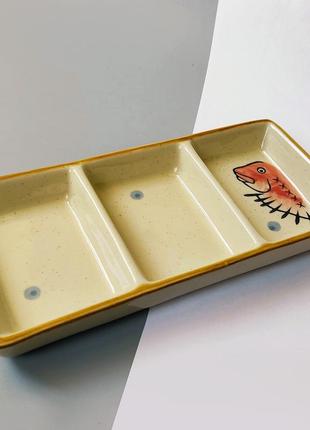 Блюдце для закусок/соусов в японском стиле прямоугольное карп1 фото