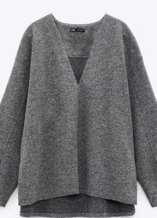 Стильна тепла вовняна кофта светр оверсайз zara