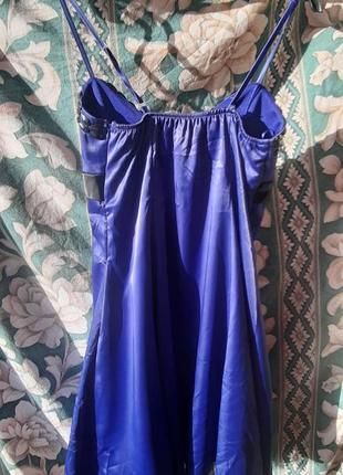 Жіноча атласна сукня коктельна вечірня святкова випуск бал літня синя джаз ретро танці2 фото