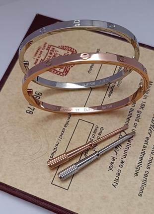 Брендовый браслет в стиле картье тоненький без камней cartier