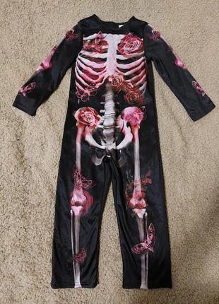 Красивый карнавальный костюм скелета на девочку на хэллоуин tu4 фото