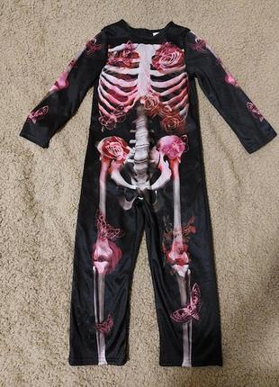 Красивый карнавальный костюм скелета на девочку на хэллоуин tu5 фото