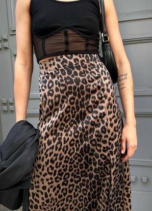 Леопардовая юбка софт3 фото