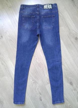 Стильные skinny джинсы женские синие hera london с высокой посадкой и рваностями3 фото