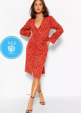 Миди платье с поясом boohoo 16
