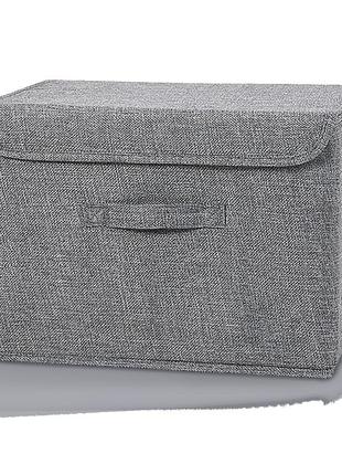 Ящик органайзер для вещей с ручкой и крышкой на липучке xl, серый, 500х350х310 мм.