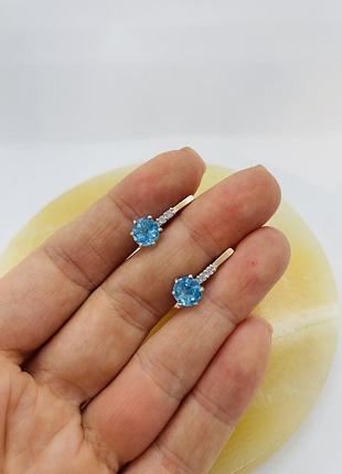 Срібні сережки з топазом з золотими напайками 925 проба