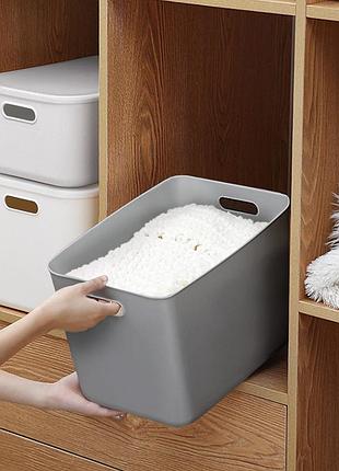 Пластиковый ящик органайзер xxl, для хранения предметов, серый, 360х257х250 мм.