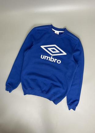 Синий оригинальный свитшот umbro с логотипом на груди, вышитое лого, спортивное худи, кофта, толстовка, голубая