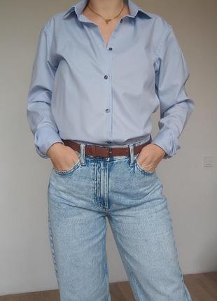 Голубая оверсайз рубашка, размер m/ 44-46
