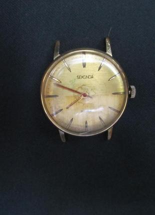 Часы мужские наручные "sekonda" 22k.g.plated. made in ussr. на ходу. механика9 фото