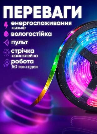 Светодиодная led лента rgb с контроллером от usb с пультом 5 метров